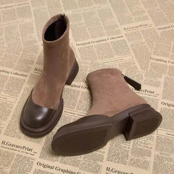 Women - Boots - Leather with Non-Slip Sole - Stylish and Comfortable Footwear