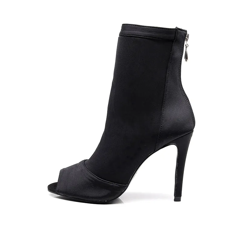 Women Comfortable Elastic Fabric High Heel Dance Boots